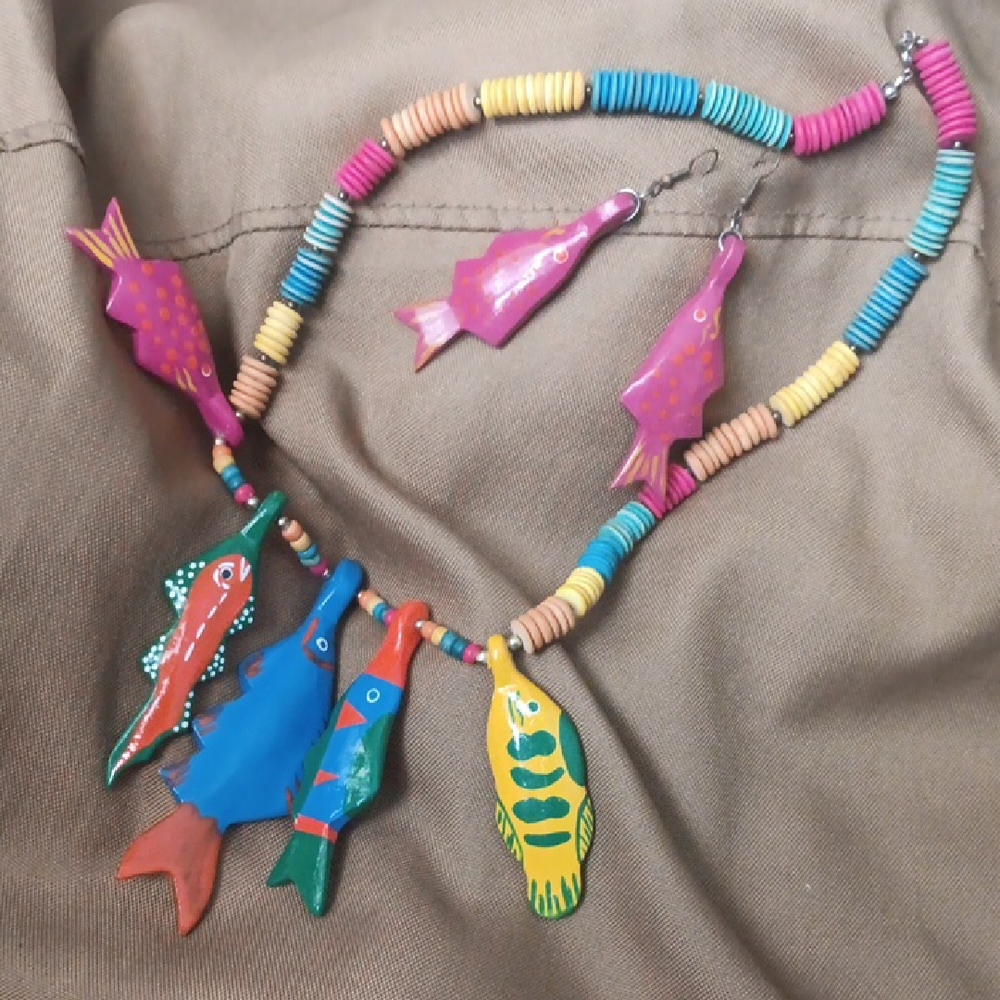 Colorful Fish Beaded Necklace